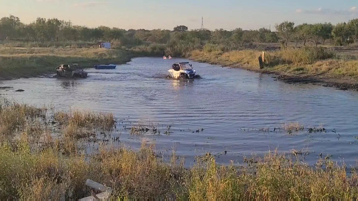 Sunset at 281CC pond — go-kart camping evening San Antonio